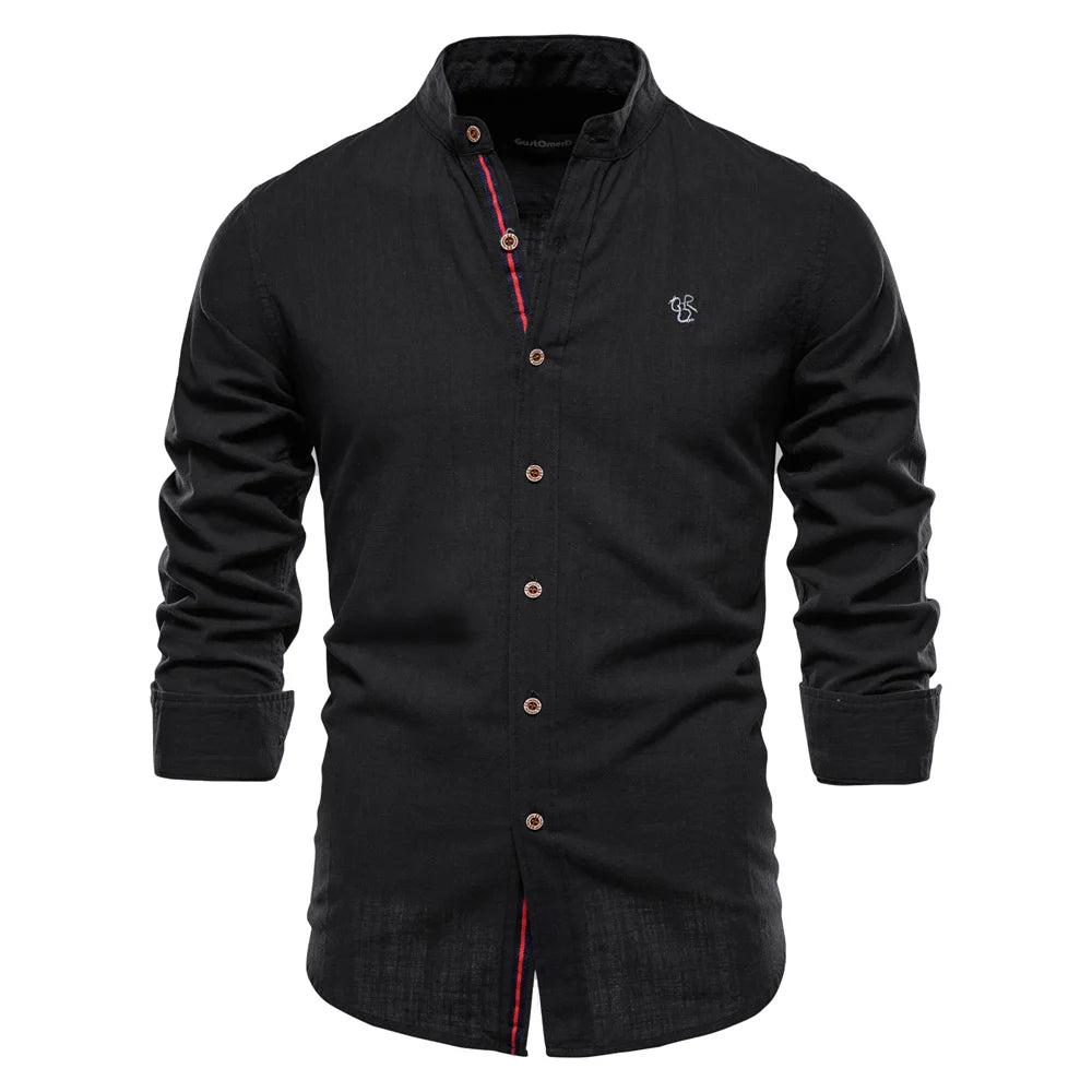 Slim Fit Business Shirt - Mandarin Collar